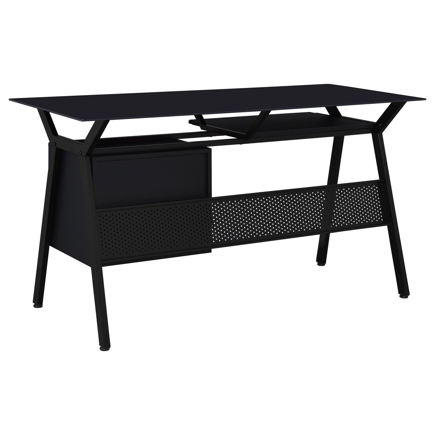 Weaving 55-inch 2-drawer Computer Desk Keyboard Tray Black