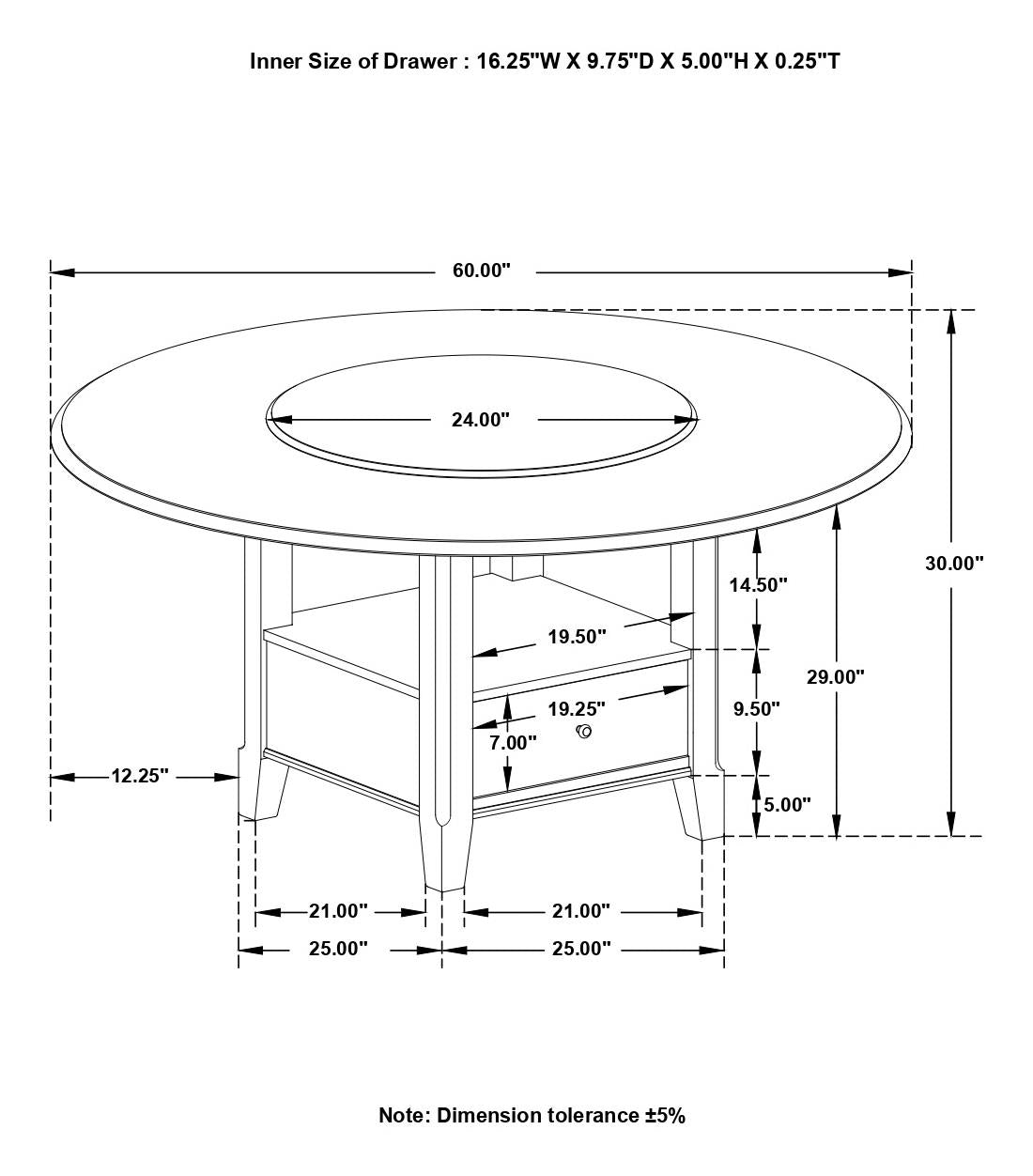 Twyla 5 - piece Round Storage Base Dining Table Set Dark Cocoa - Sonoma Home Furniture