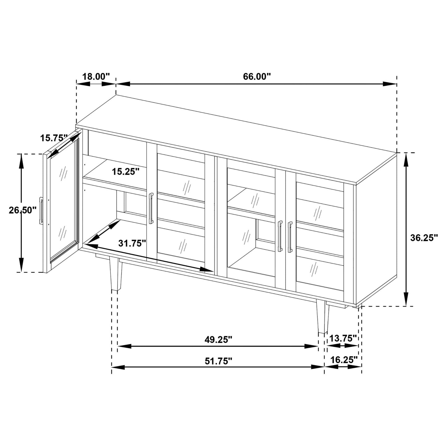 Middleton 4 - door Sideboard Server with Dual Drawers Natural - Sonoma Home Furniture