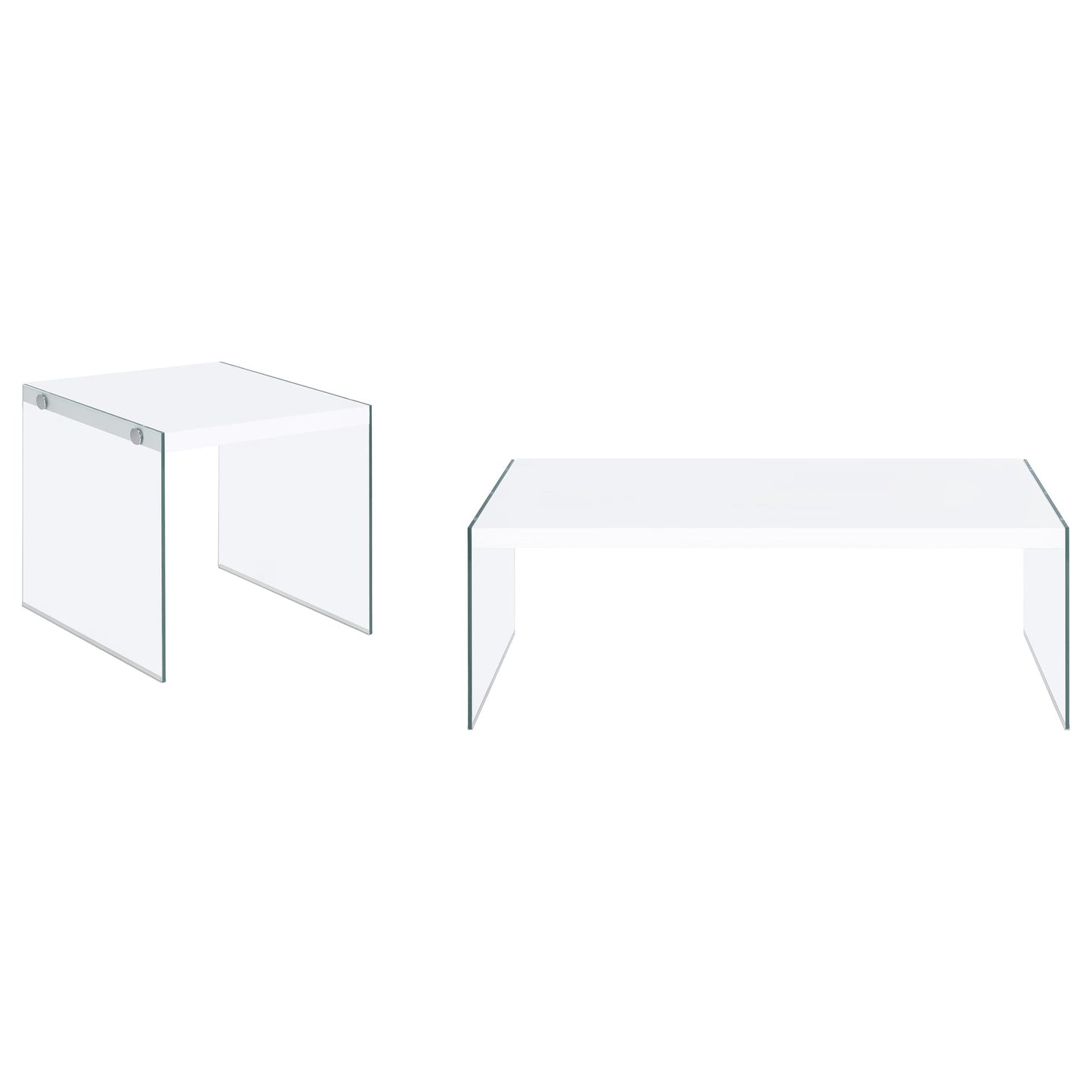 Opal 2 - piece Coffee and End Table Set White High Gloss - Sonoma Home Furniture