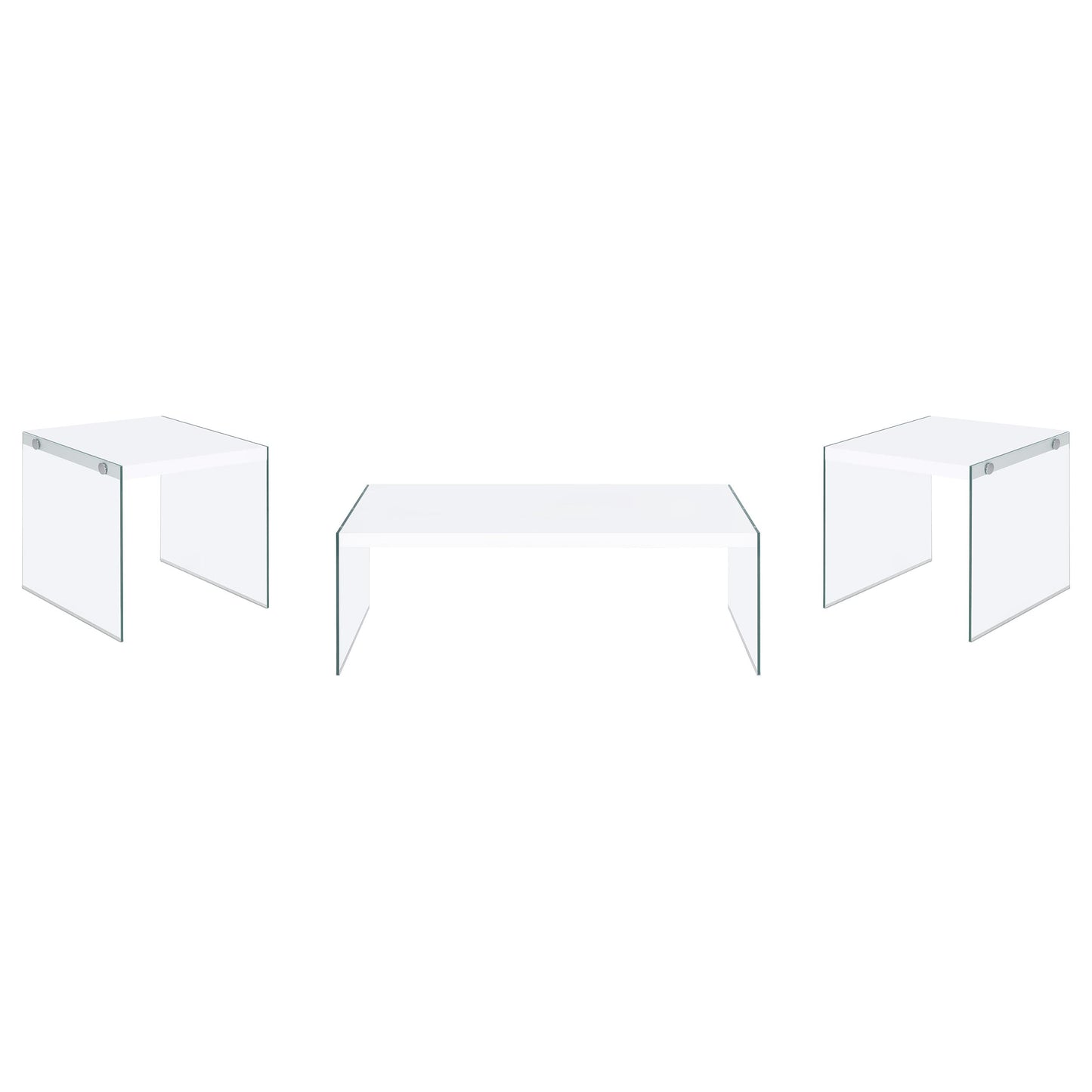 Opal 3 - piece Coffee and End Table Set White High Gloss - Sonoma Home Furniture