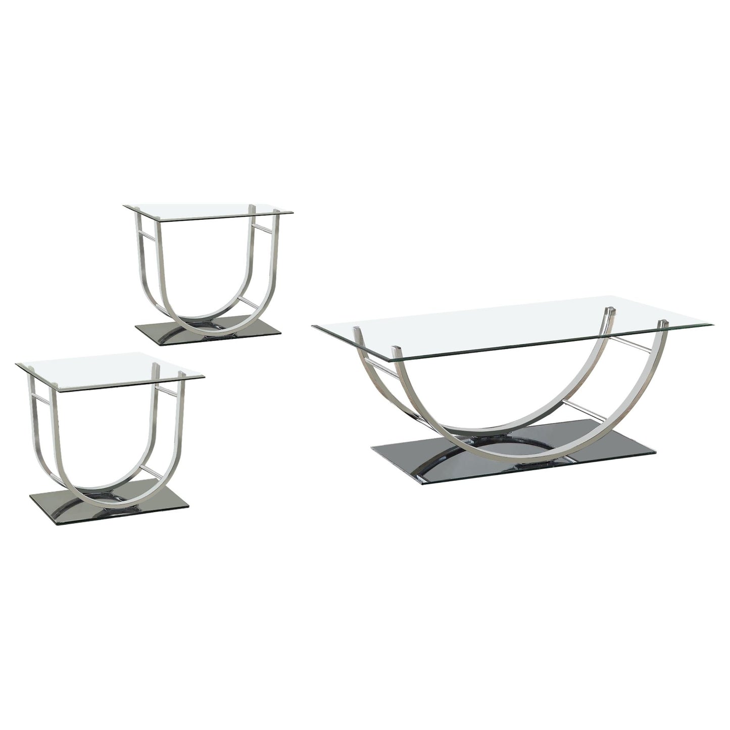 Danville 3 - piece Glass Top Coffee and End Table Set Chrome - Sonoma Home Furniture