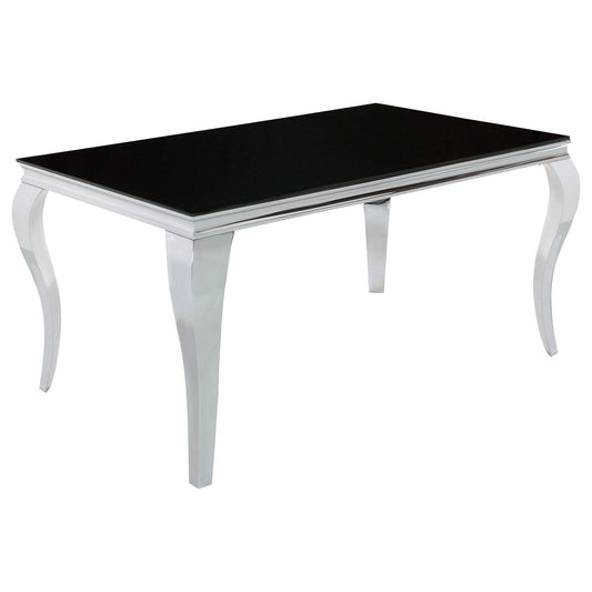 Carone 5-piece 61-inch Rectangular Black Glass Dining Set Teal