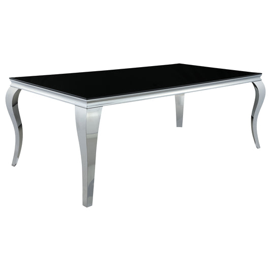 Carone 5-piece 81-inch Rectangular Black Glass Dining Set Blue