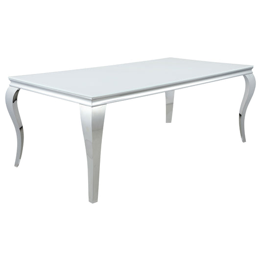 Carone 5-piece 81-inch Rectangular White Glass Dining Set Teal
