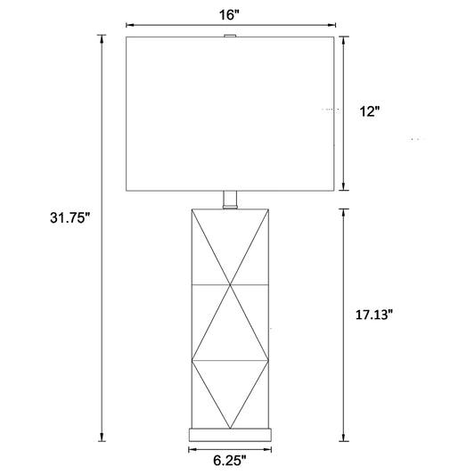 Camie 32-inch Rectangular Shade Geometric Table Lamp White