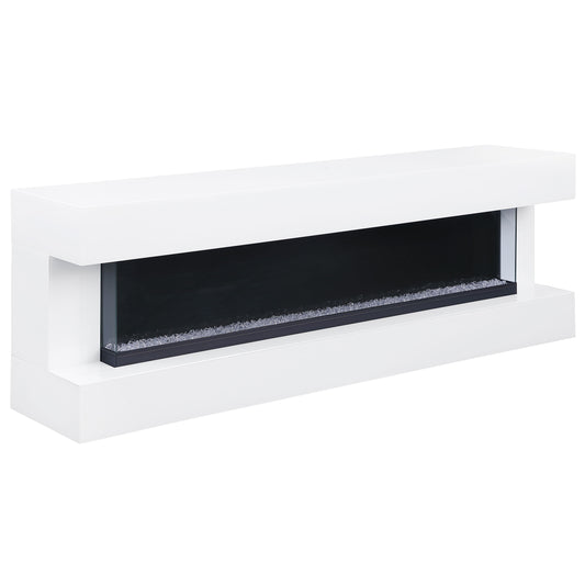 Vallerie 71-inch TV Stand with Visual Flame Box White