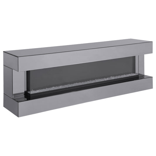 Vallerie 71-inch TV Stand with Visual Flame Box Grey Mirror