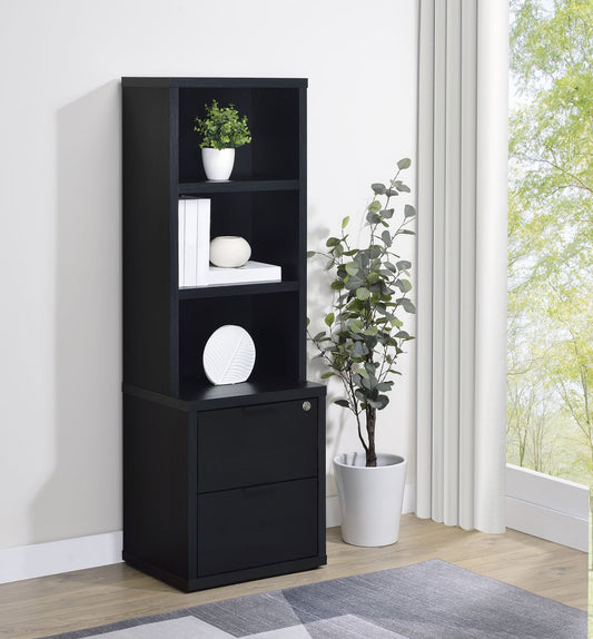 Westpark 3 - shelf Bookcase USB and Lockable Drawer Black - Sonoma Home Furniture