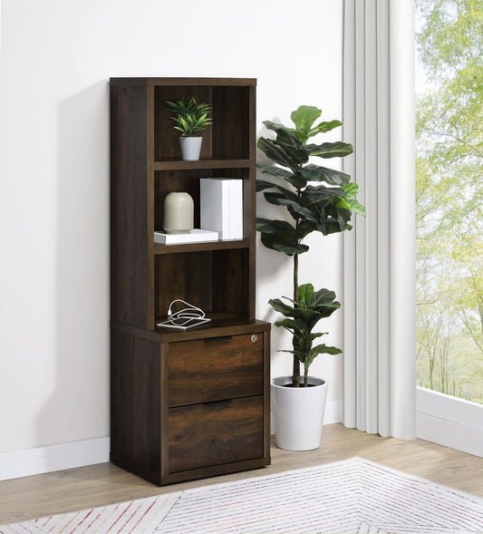 Westpark 3 - shelf Bookcase USB and Lockable Drawer Dark Pine - Sonoma Home Furniture