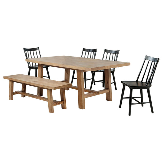 Middleton 6 - piece Extension Leaf Dining Set Brown and Black - Sonoma Home Furniture