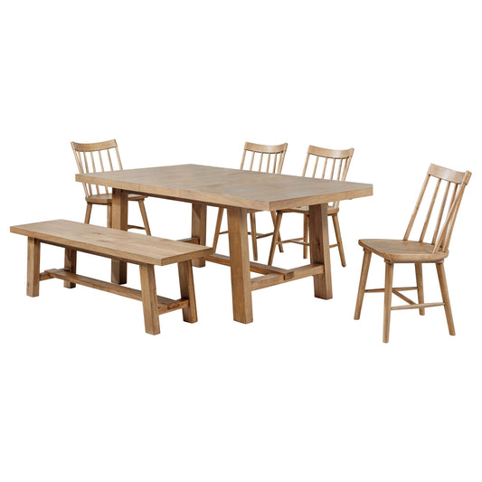 Middleton 6 - piece Extension Leaf Dining Set Natural Brown - Sonoma Home Furniture