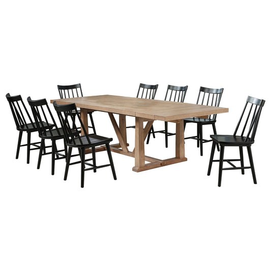 Middleton 9 - piece Extension Leaf Dining Set Brown and Black - Sonoma Home Furniture