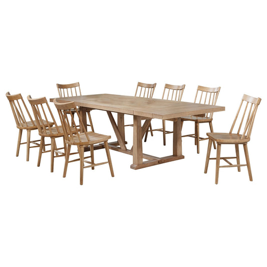 Middleton 9 - piece Extension Leaf Dining Set Natural Brown - Sonoma Home Furniture