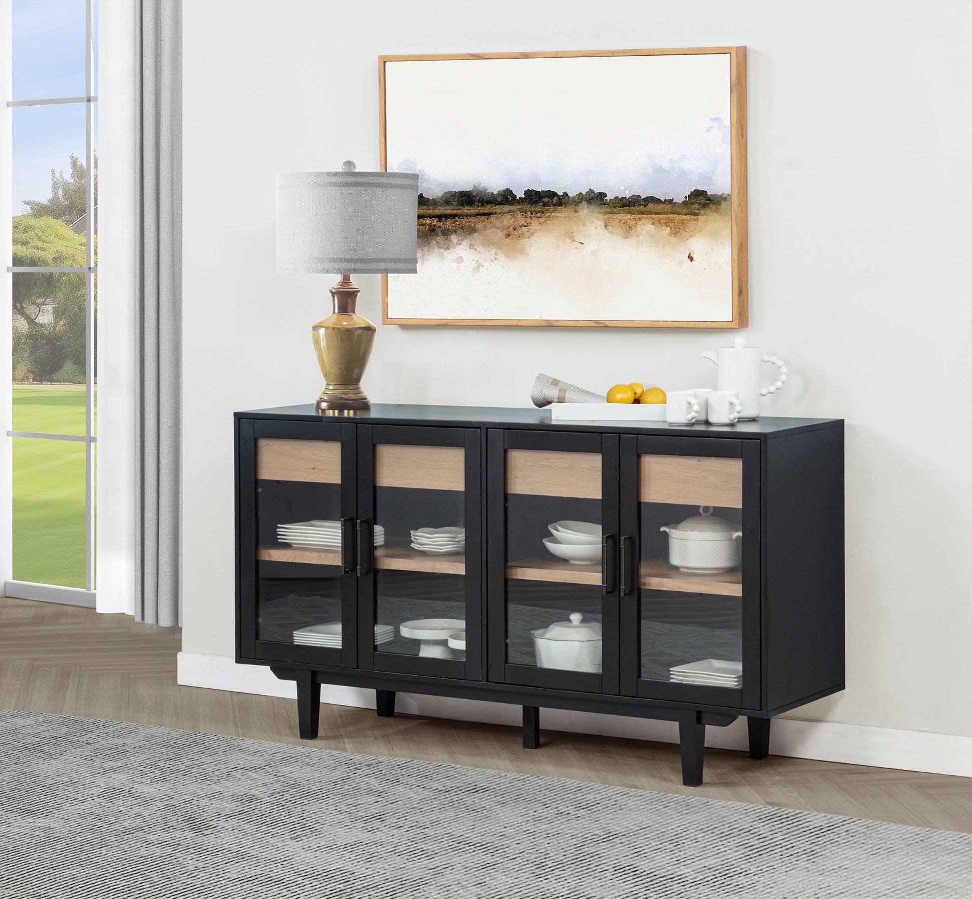 Middleton 4 - door Sideboard Server with Dual Drawers Black - Sonoma Home Furniture