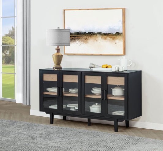 Middleton 4 - door Sideboard Server with Dual Drawers Black - Sonoma Home Furniture