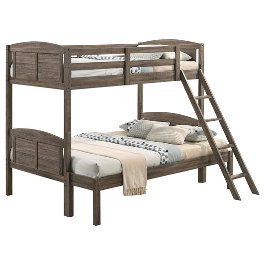 Flynn Wood Twin Over Full Bunk Bed with Mattress Weathered Brown - Sonoma Home Furniture