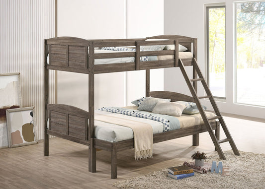 Flynn Wood Twin Over Full Bunk Bed with Mattress Weathered Brown - Sonoma Home Furniture