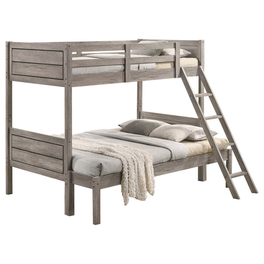 Ryder Wood Twin Over Full Bunk Bed with Mattress Weathered Taupe - Sonoma Home Furniture