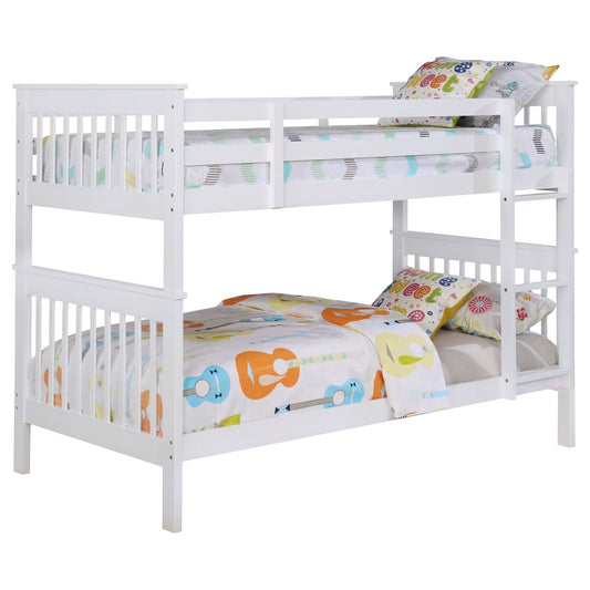 Chapman Wood Twin Over Twin Bunk Bed with Mattress White - Sonoma Home Furniture
