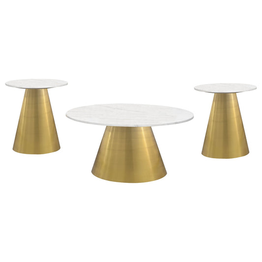 Avon 3 - piece Marble Top Coffee and End Table Set White - Sonoma Home Furniture
