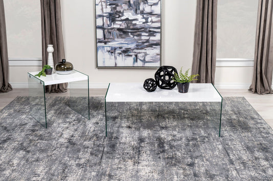 Opal 2 - piece Coffee and End Table Set White High Gloss - Sonoma Home Furniture
