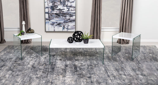 Opal 3 - piece Coffee and End Table Set White High Gloss - Sonoma Home Furniture