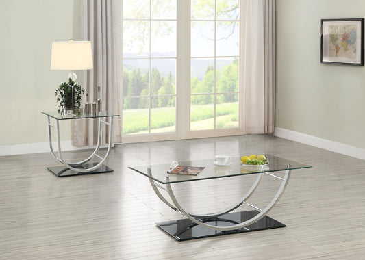 Danville 2 - piece Glass Top Coffee and End Table Set Chrome - Sonoma Home Furniture